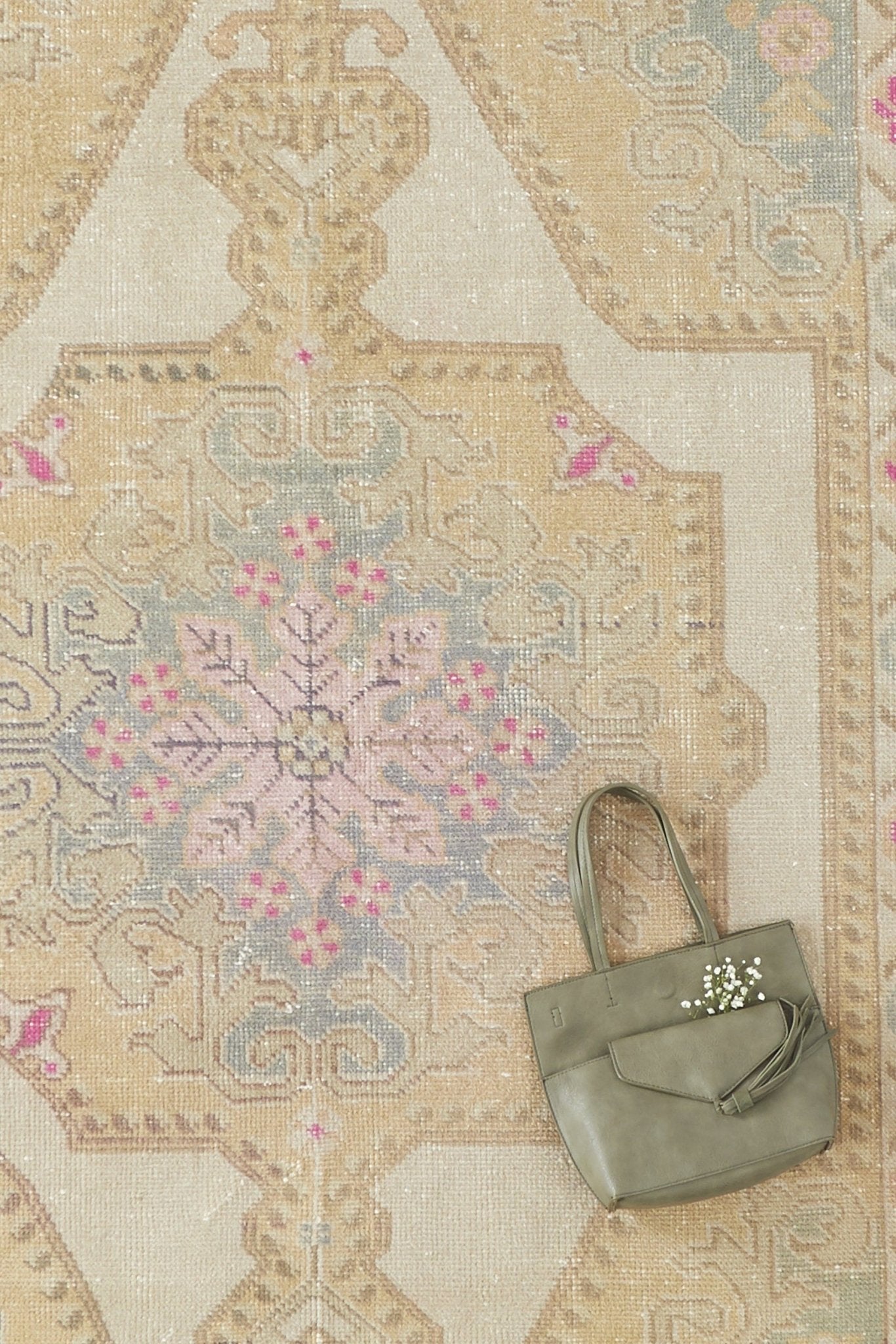 ‘Enchanted’ Vintage Turkish Oushak Rug - 4'6" x 7'9" - Canary Lane