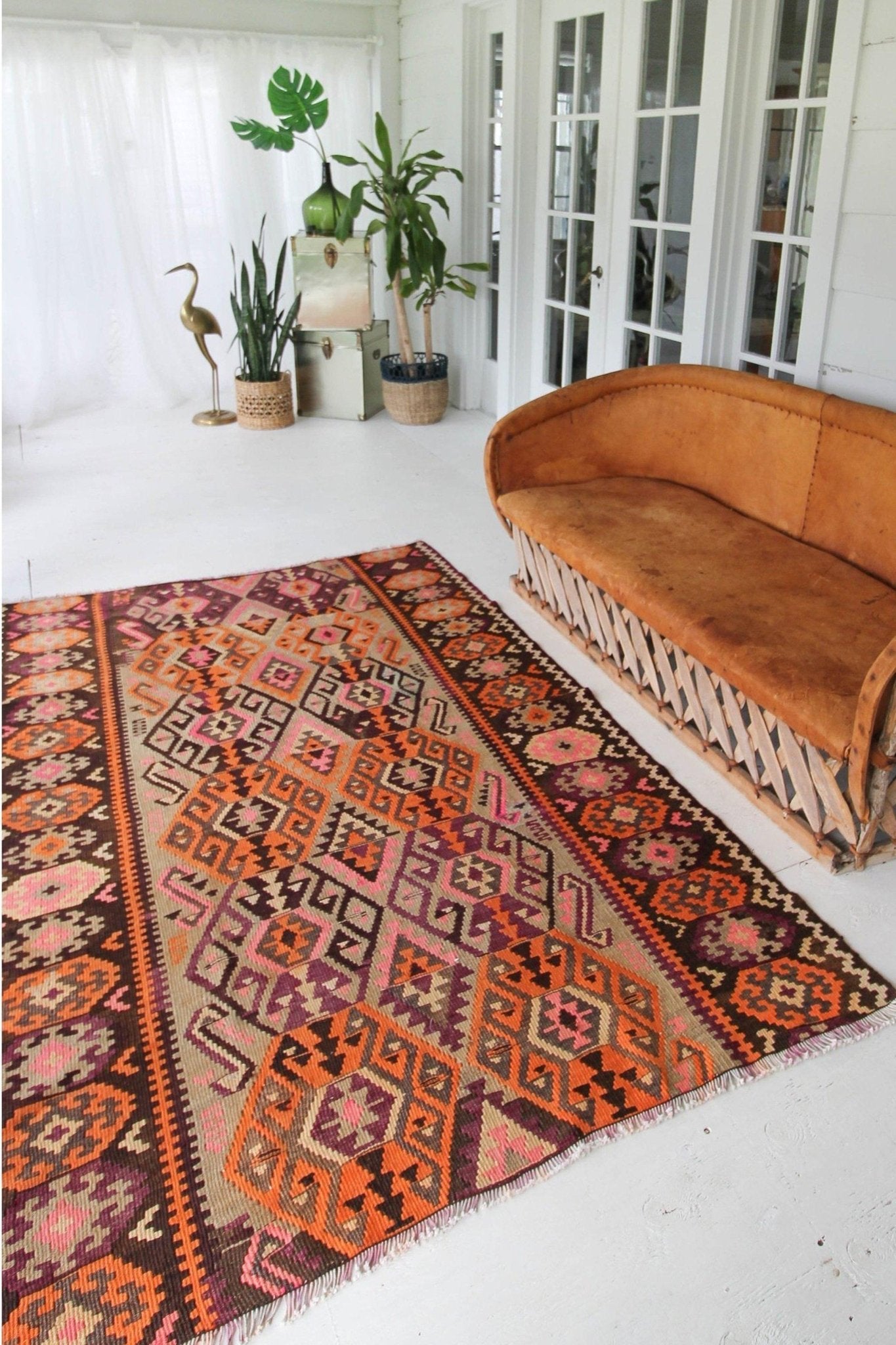 'Gardenia' Vintage Kilim Rug - 5' x 7'11" - Canary Lane