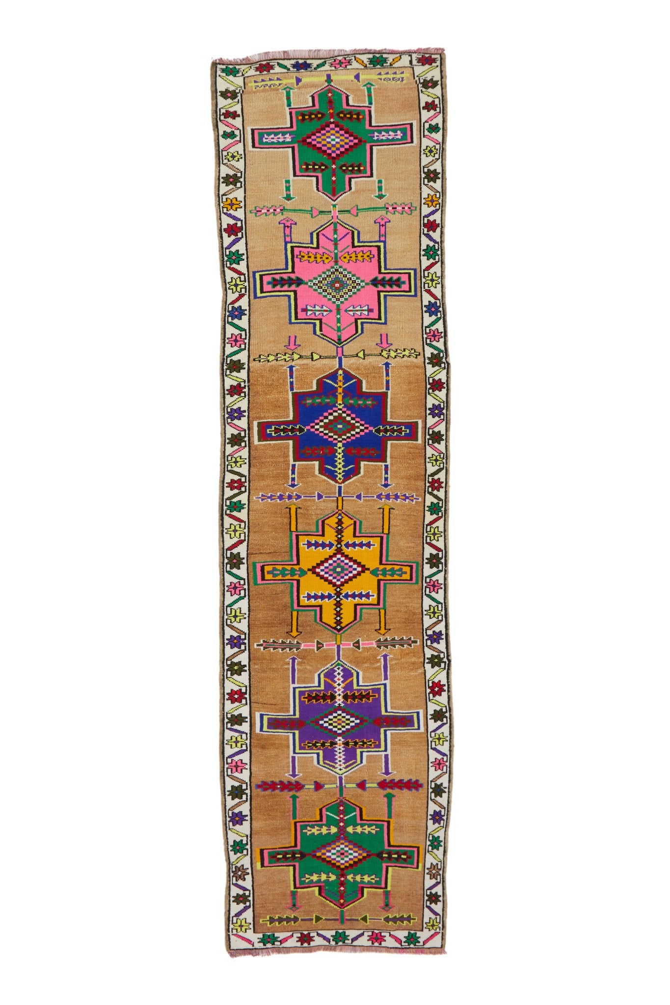 'Jasmine' Vintage Turkish Runner - 2'8'' x 10'8'' - Canary Lane