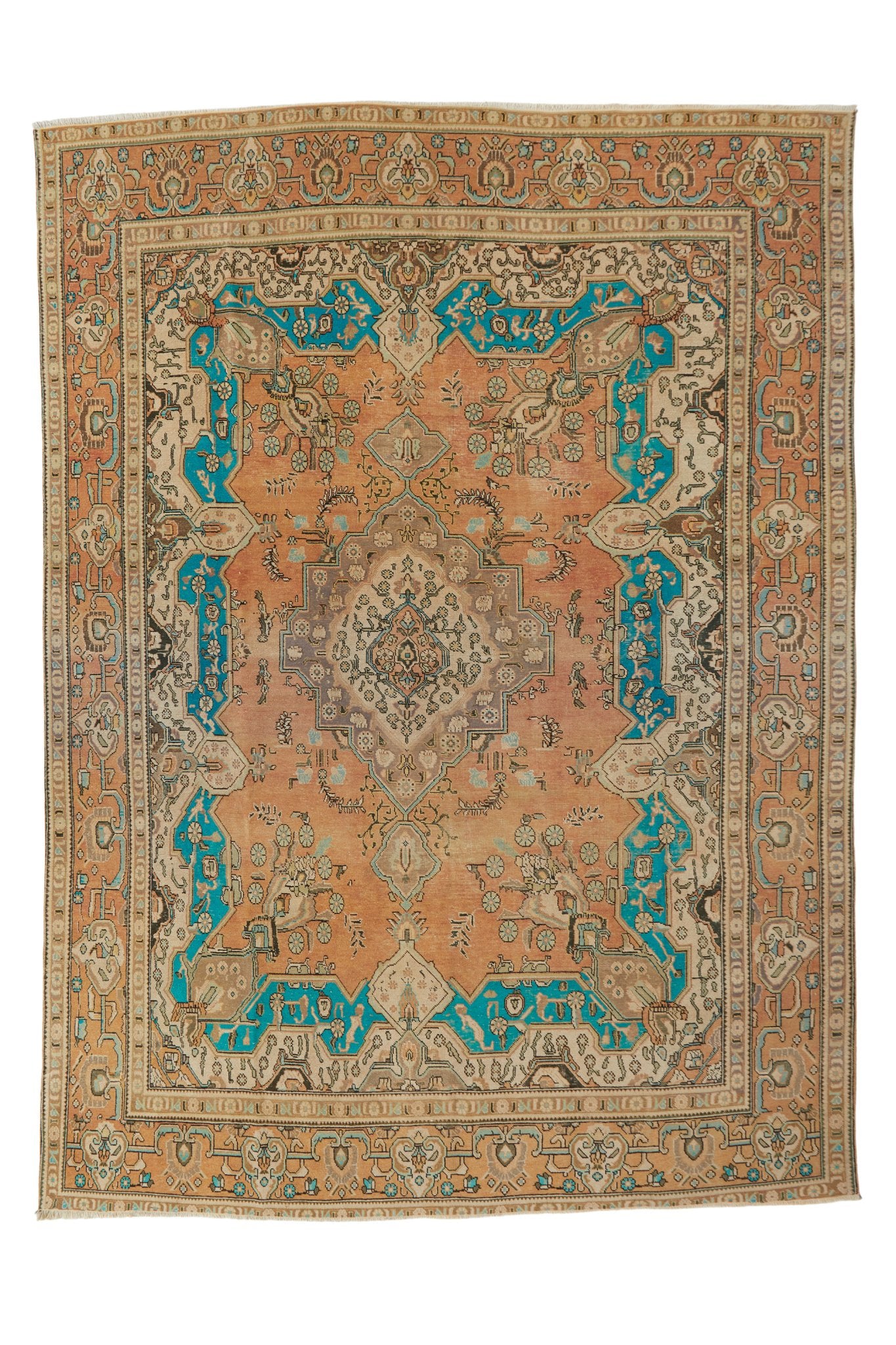 'Nettle' Distressed Vintage Turkish Area Rug - 9'4" x 12'11" - Canary Lane