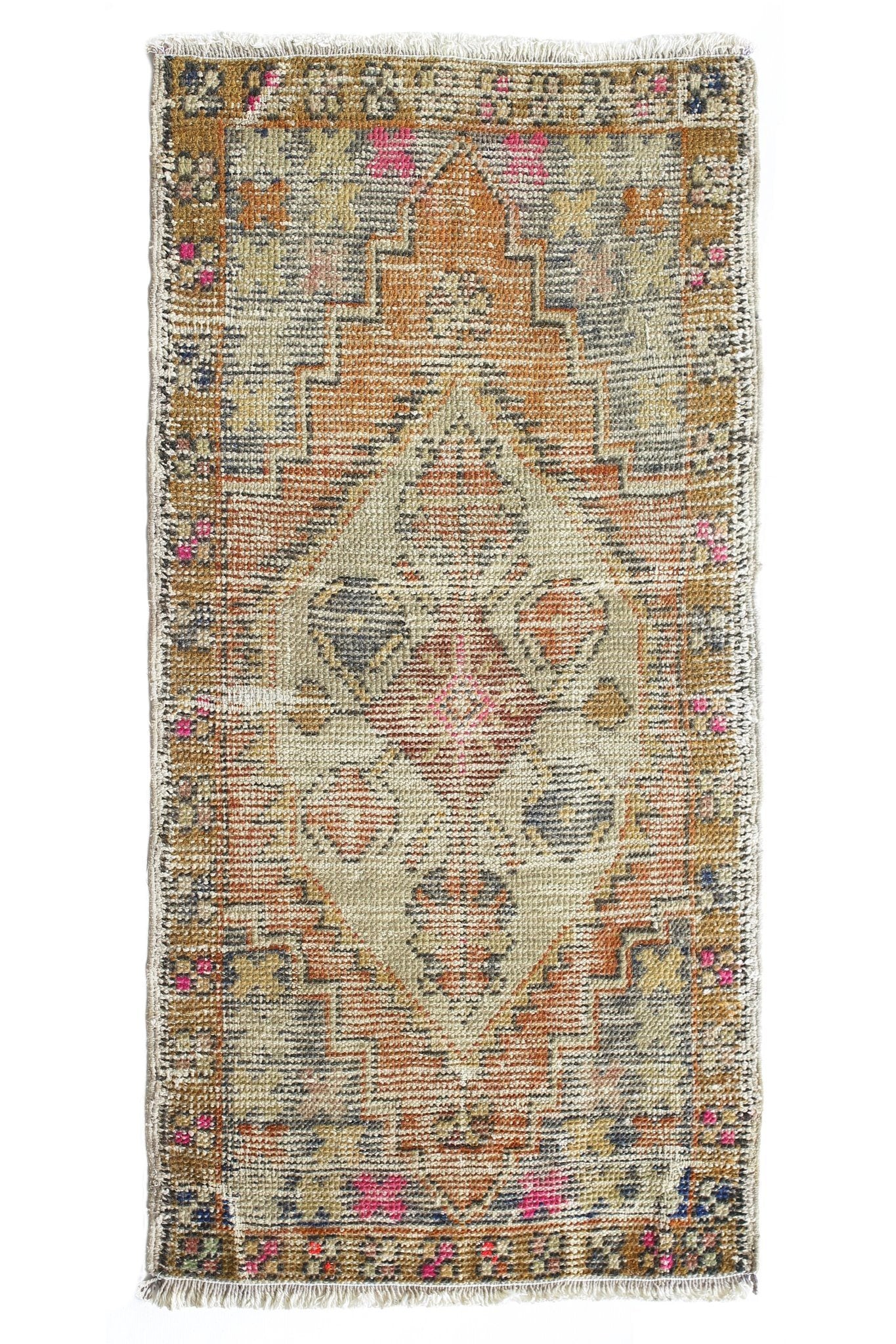 No. 368 Distressed Petite Vintage Rug - 1'7" x 3'3" - Canary Lane
