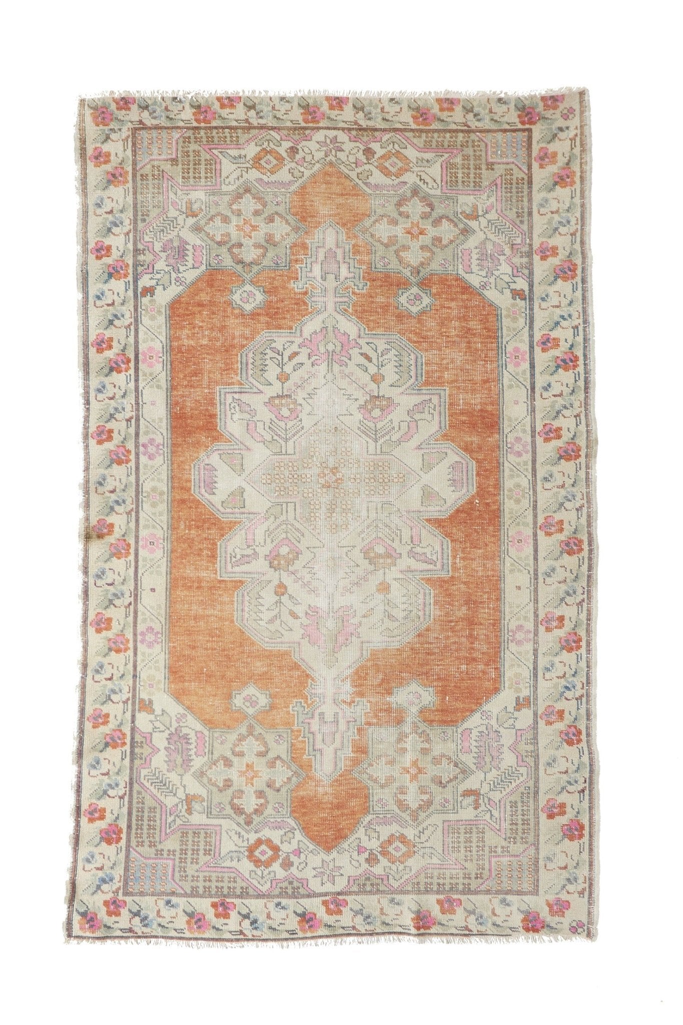 ‘Whimsical’ Vintage Turkish Oushak Rug - 4'8" x 7'8" - Canary Lane